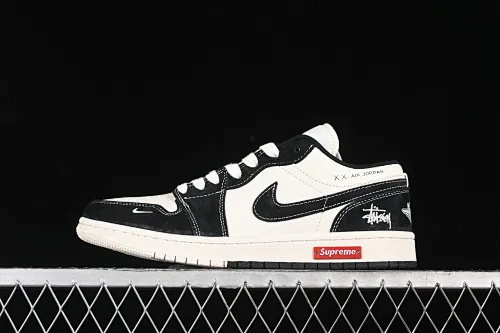All categories Air Jordan Jordan series basketball shoes Air Jordan 1 Low High-end customized low-top sneakers Air Jordan 1 Low AJ1 Joe 1 Stussy joint-black and white double with red label High-end customized low-top retro basketball shoes SJ9950-033